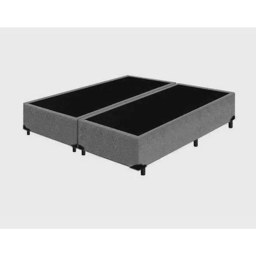 Base Cama Box Bipartido Premium Casal Sued Cinza 1,38 x 1,88 x 0,32