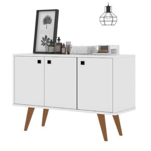 Buffet Retrô Branco &#8211; Balcão Aparador p Área Gourmet 3 Portas