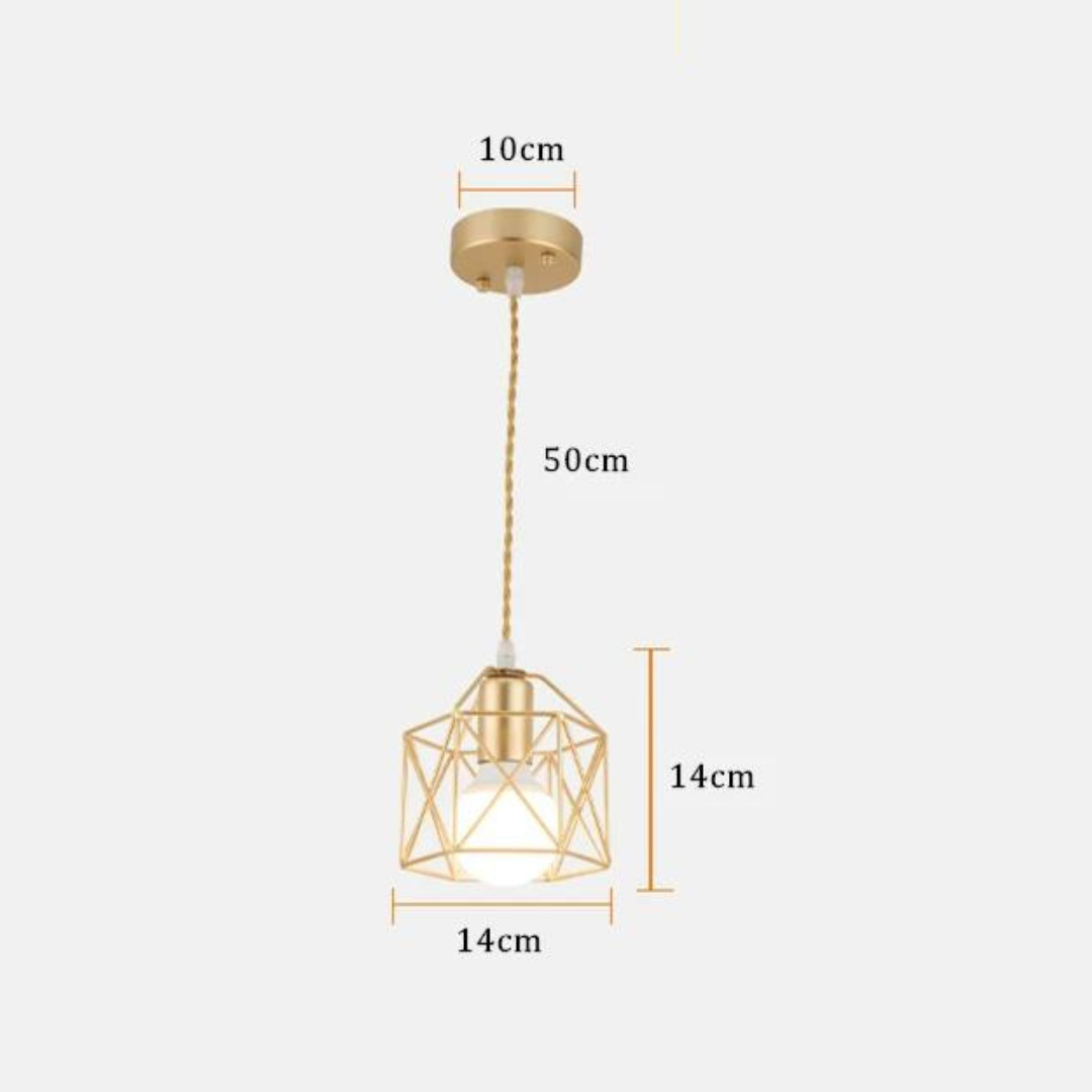 Pendente de Metal Minimalista Preto e Dourado com LED | Santorini ©