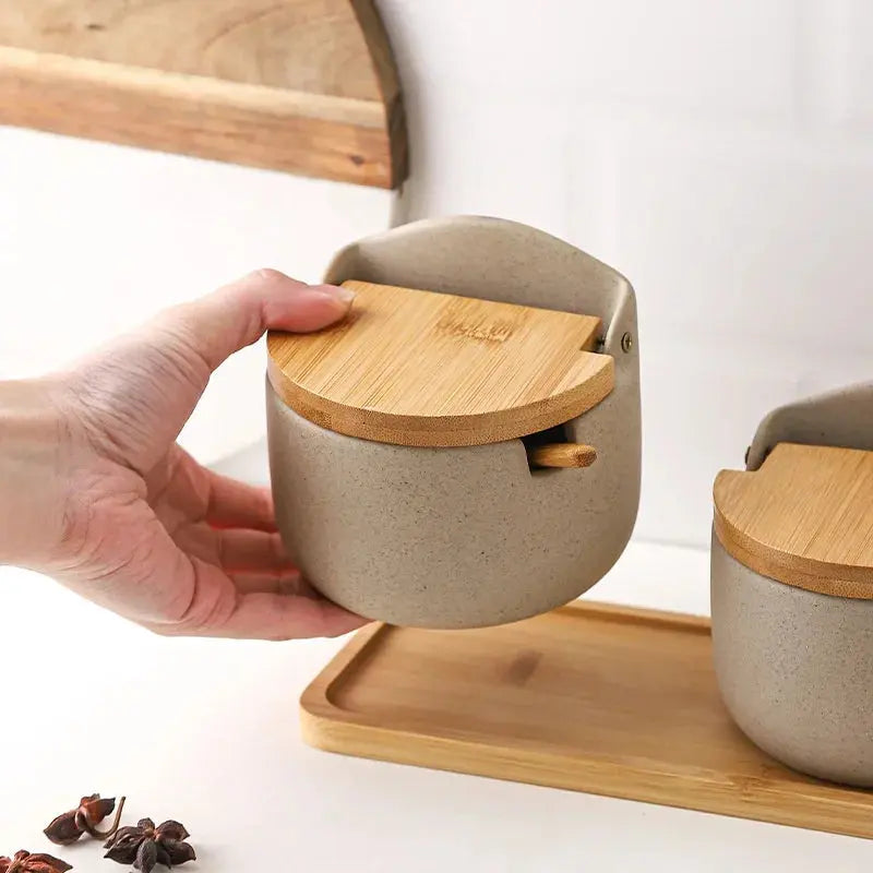 Pote de Tempero de Cerâmica Estilo Japonês | Santorini ©